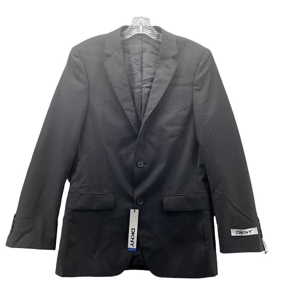 DKNY 100% Wool Blazer Women 36Reg Black Slim Fit Gorpcore Career Office Academia